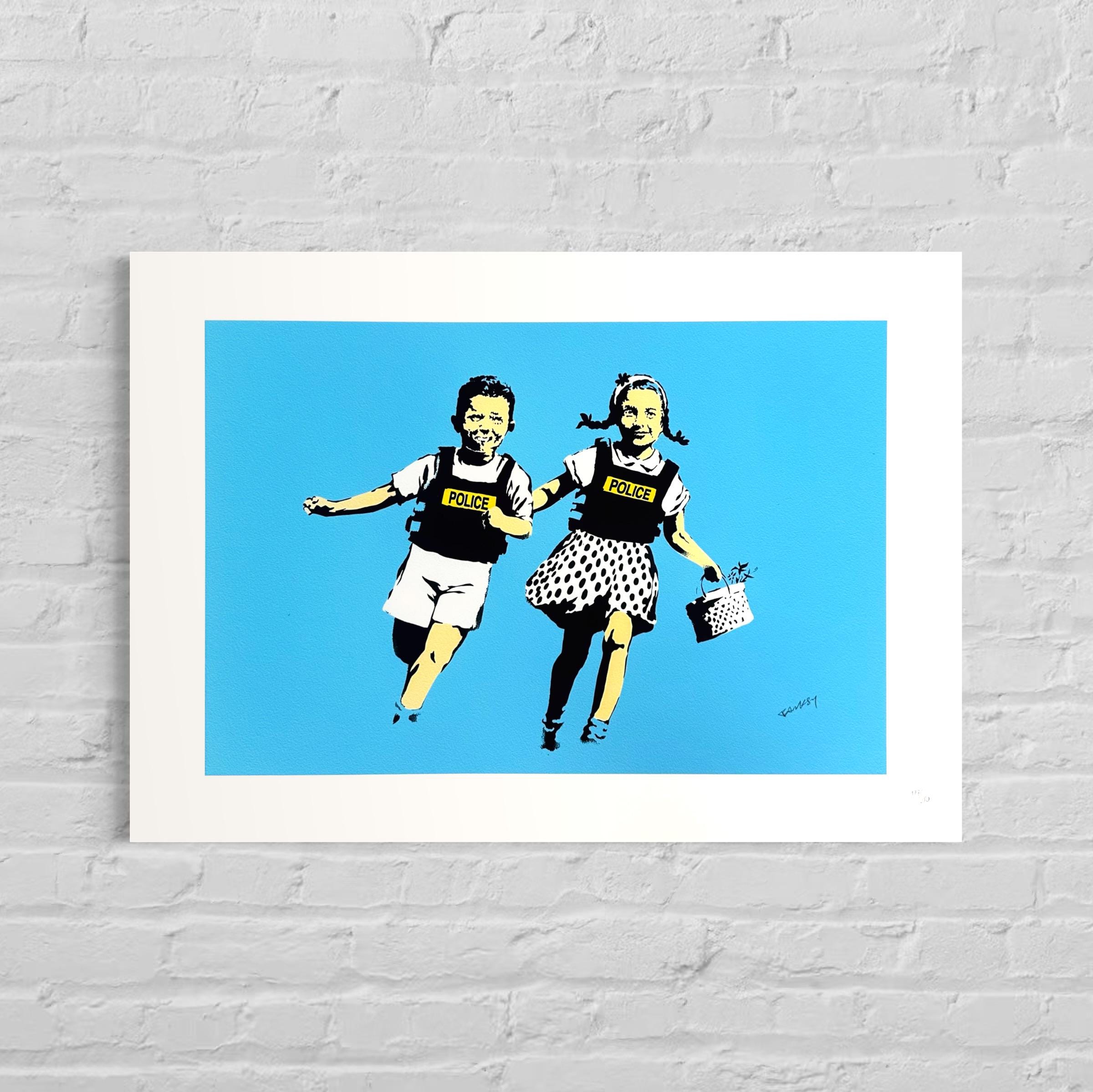 Genummerde editie BANKSY Police kids - Gesigneerd - certificaat - Wall Art, Grafitti Art, Lithograph, Stencil Art